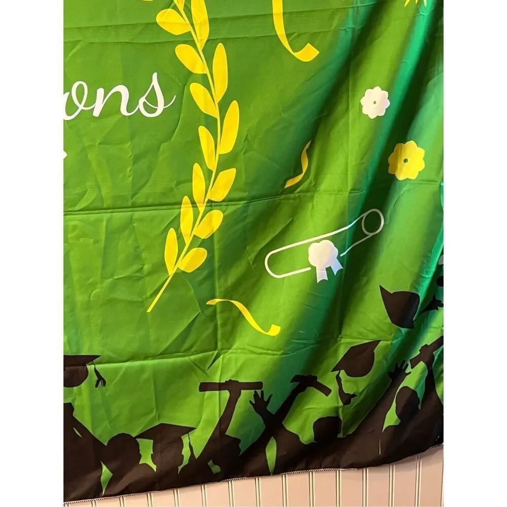 Congratulations Graduate Decorations Party Backdrop Large Banner Green 70X43